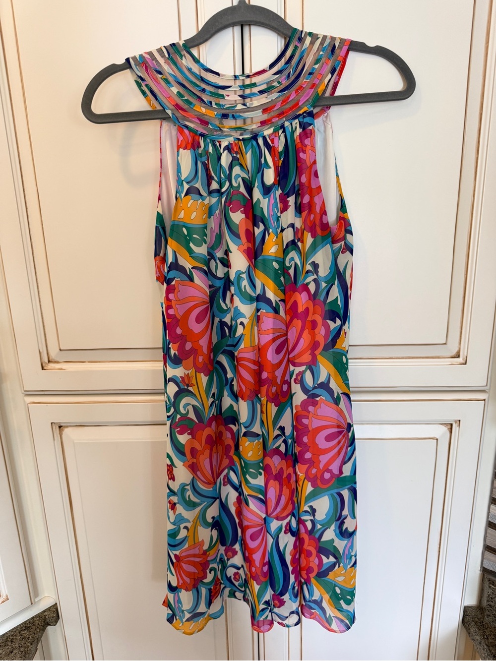 Trina Turk Arias Floral-Print Halter Shift Dress- Sz XS